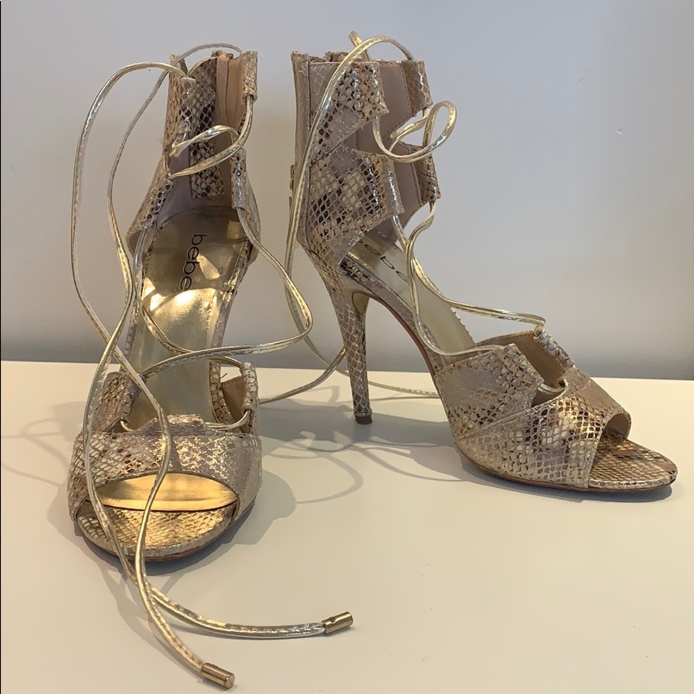 Gold Snakeskin Heels